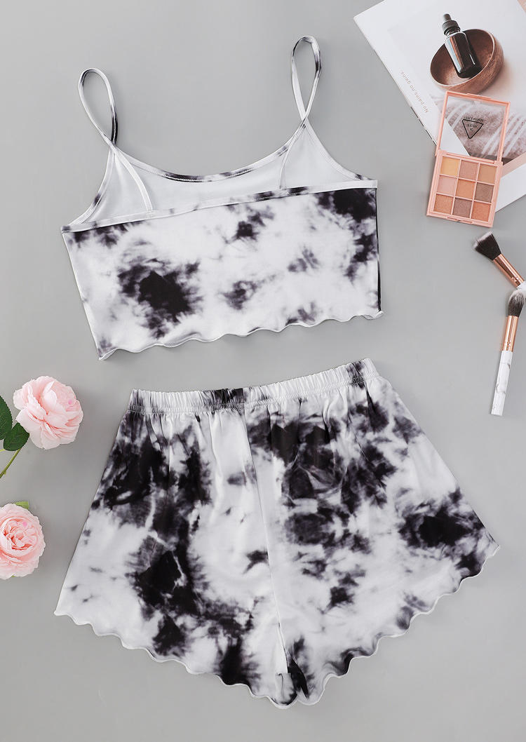 

Sleepwear Dream Tie Dye Crop Camisole And Shorts Pajamas Set in Black. Size: ,M,L,XL