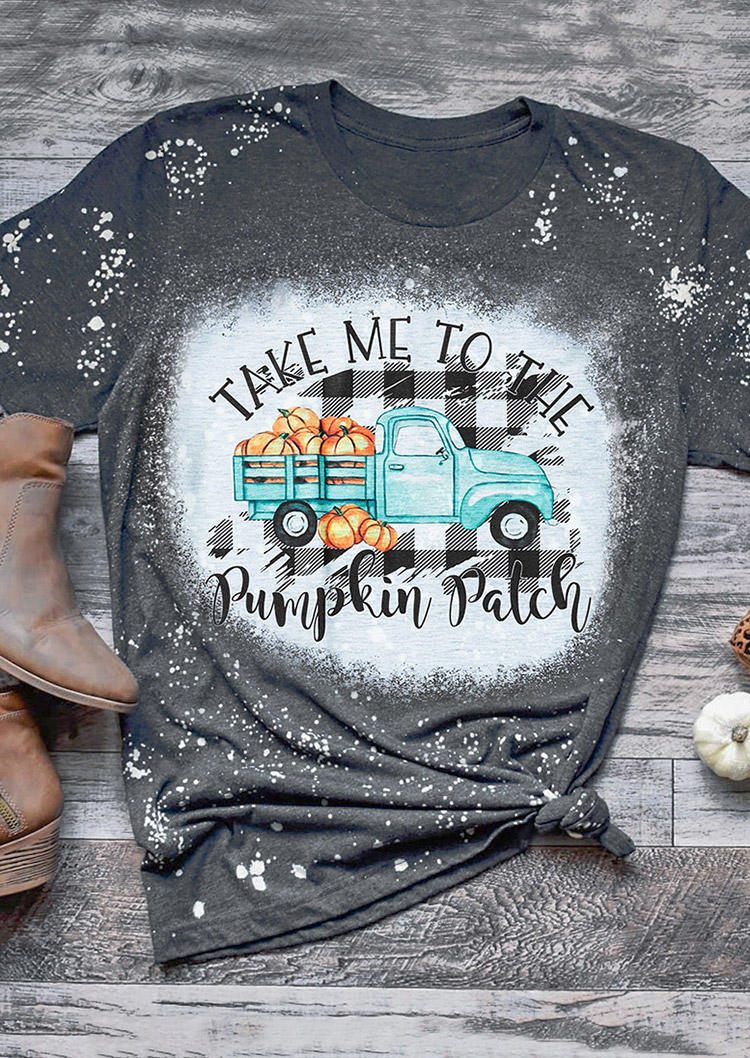 T-shirts Tees Take Me To The Pumpkin Patch Plaid T-Shirt Tee - Dark Grey in Gray. Size: XL
