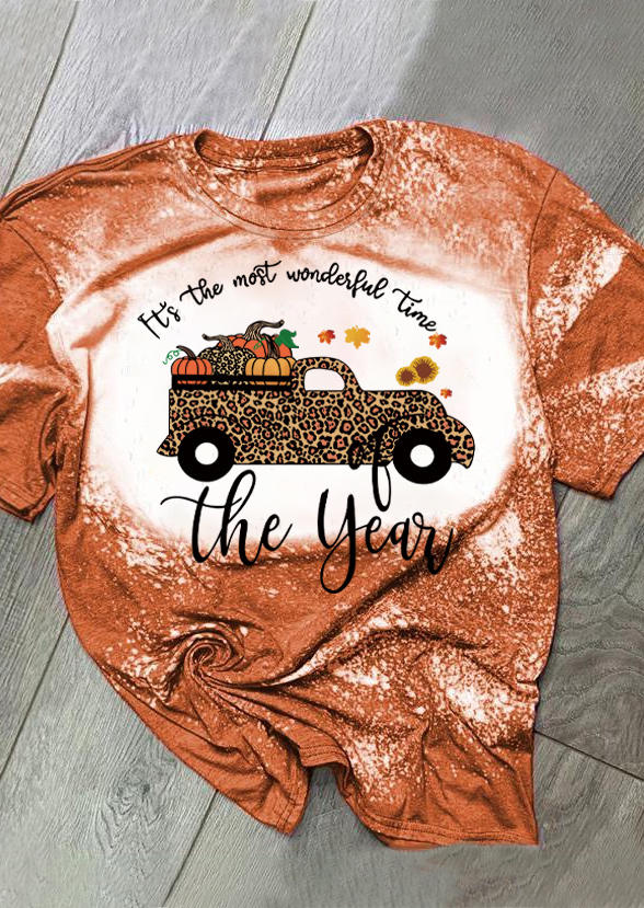 T-shirts Tees Leopard It's The Most Wonderful Time Of The Year T-Shirt Tee in Orange. Size: M,S