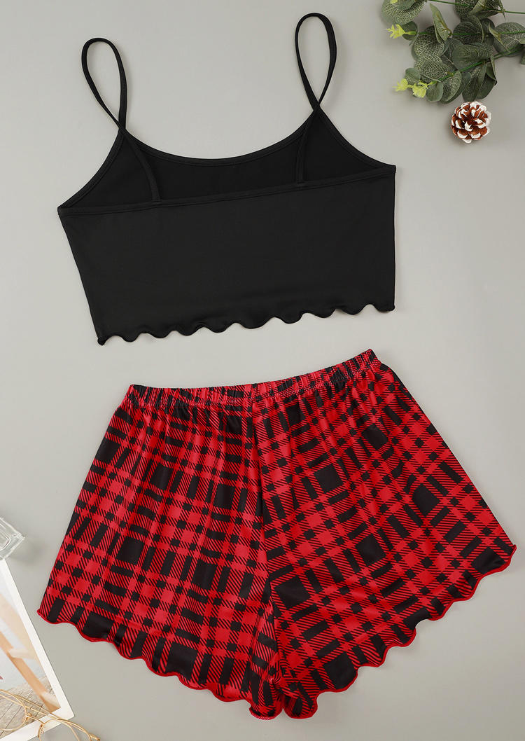 

Sleepwear Honey Scallop Hem Camisole And Plaid Bowknot Shorts - Pajamas Set in Multicolor. Size: ,M,L,XL