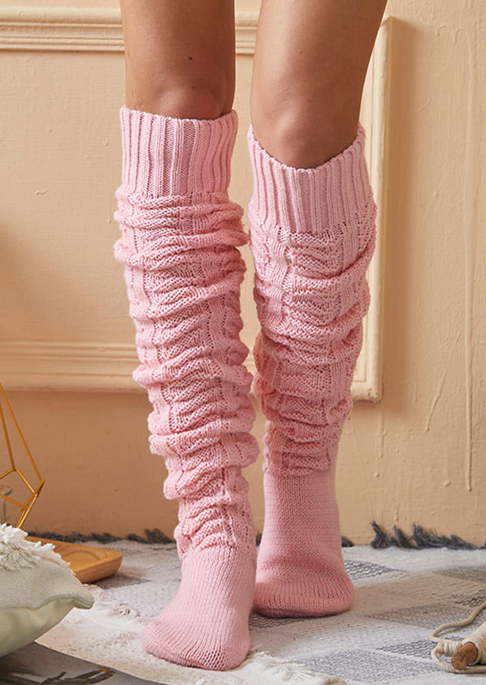 

Knee-High Socks Warm Over Knee Extra Long Socks in Pink. Size