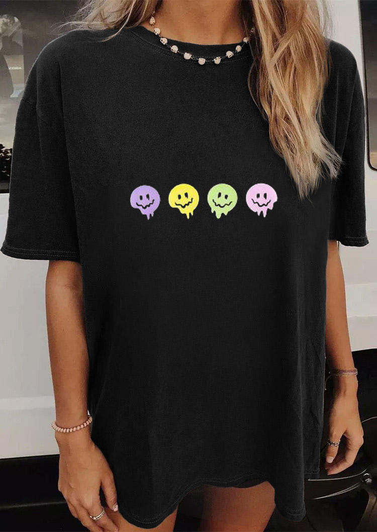 

T-shirts Tees Smiley Short Sleeve O-Neck T-Shirt Tee in Black. Size: ,M,L,XL