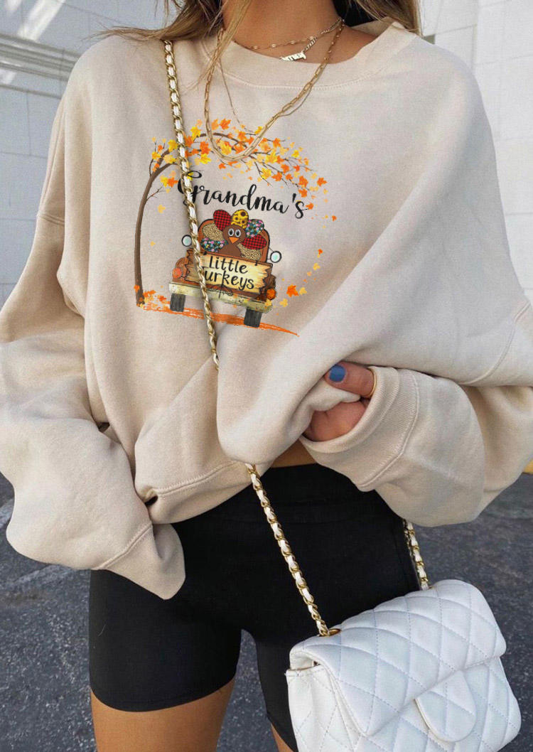 

Sweatshirts Thanksgiving Grandma' Little Turkeys Plaid Sweatshirt in Beige. Size: ,M,L,XL