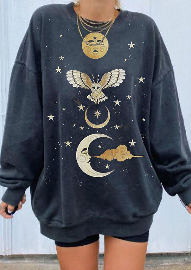 

Sweatshirts Sun Moon Eagle Long Sleeve Sweatshirt in Dark Grey. Size
