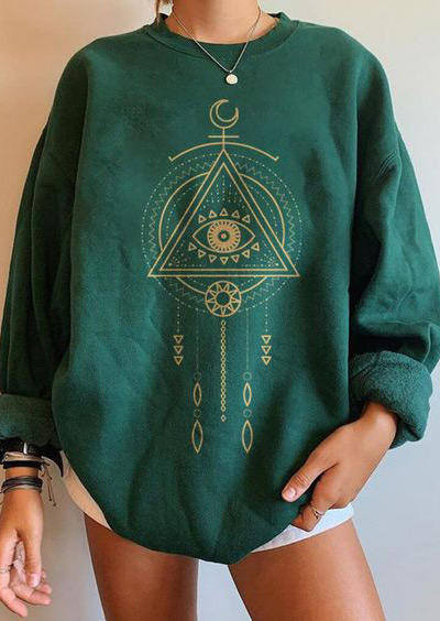 

Sweatshirts Hippie Eye Moon Sweatshirt in Green. Size: ,M,L,XL