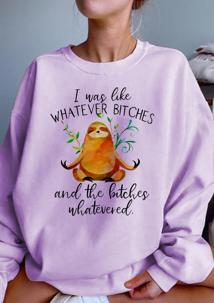 

Sweatshirts Whatever B!tches Sloth Long Sleeve Sweatshirt in Purple. Size: ,M,L,XL