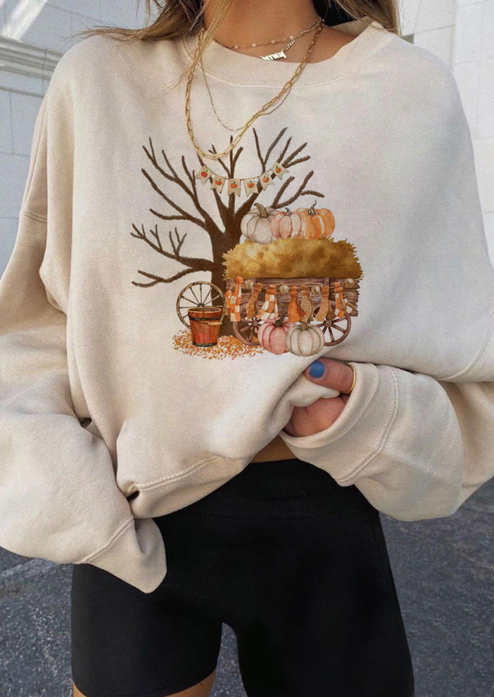 

Sweatshirts Autumn Pumpkin Long Sleeve Sweatshirt in Beige. Size