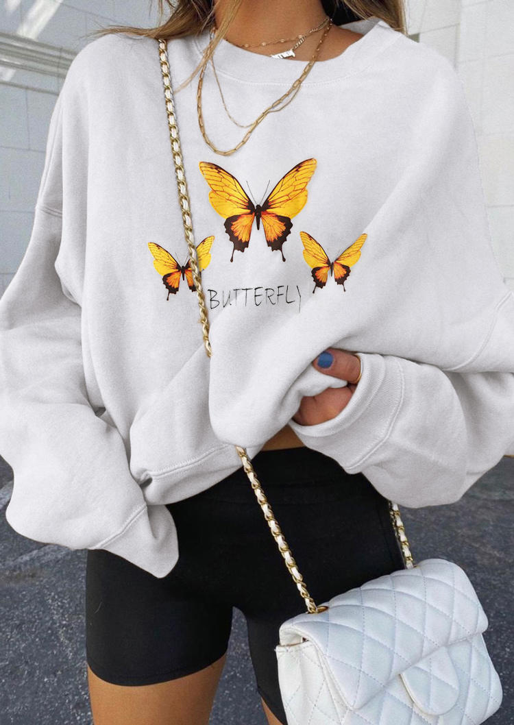 

Sweatshirts Butterfly Graphic Pullover Sweatshirt in White. Size: ,M,L,XL