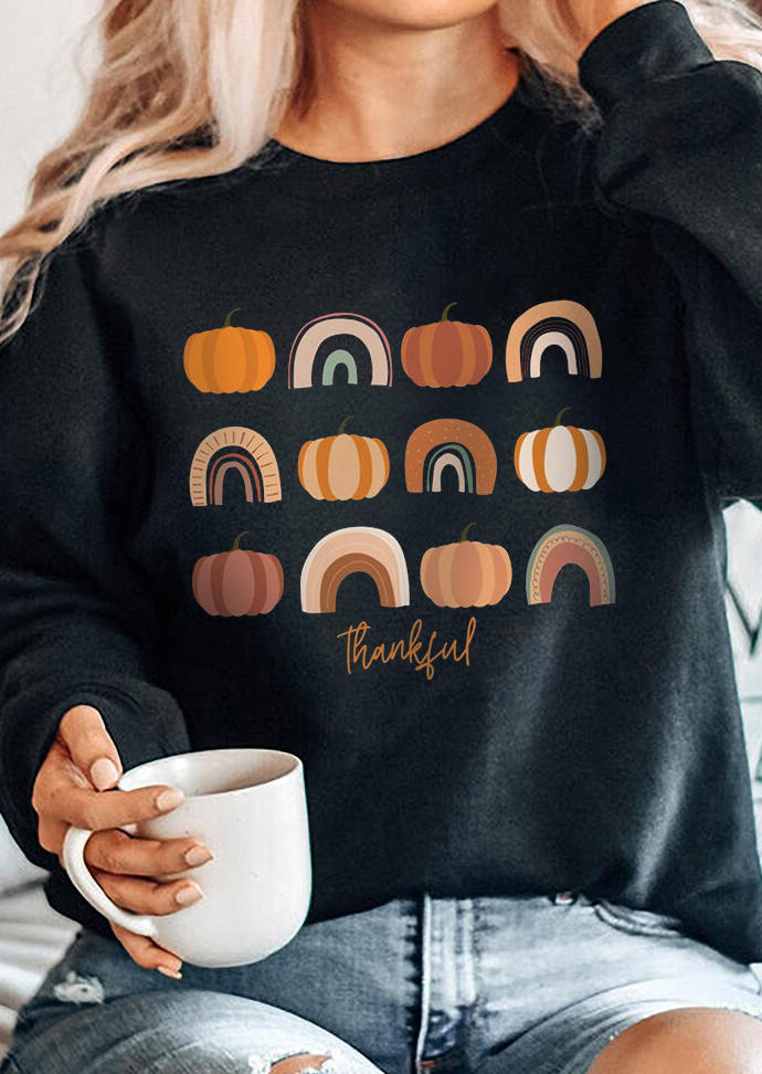 

Sweatshirts Thankful Pumpkin Pullover Sweatshirt in Black. Size: ,M,L,XL