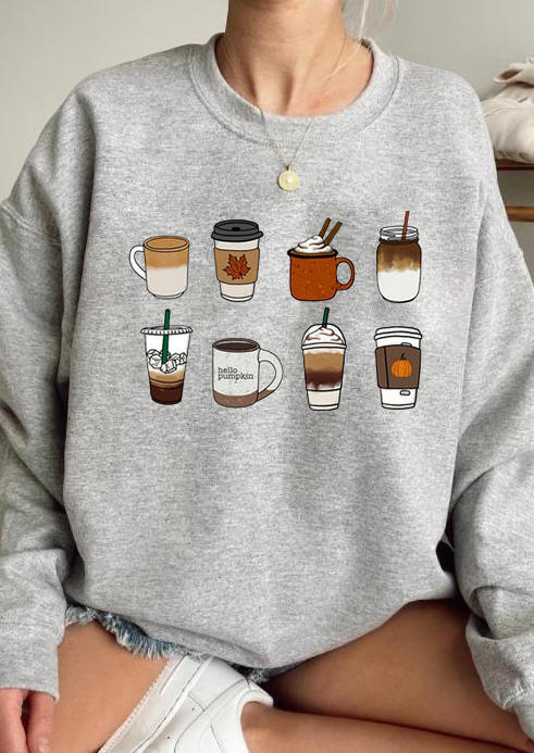 

Sweatshirts Thanksgiving Coffee Maple Leaf Pumpkin Sweatshirt in Gray. Size