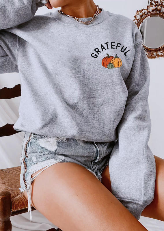 

Sweatshirts Thanksgiving Grateful Pumpkin Sweatshirt in Gray. Size