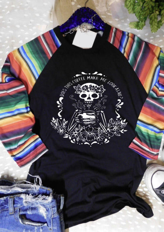 

Blouses Skull Serape Striped Blouse in Black. Size