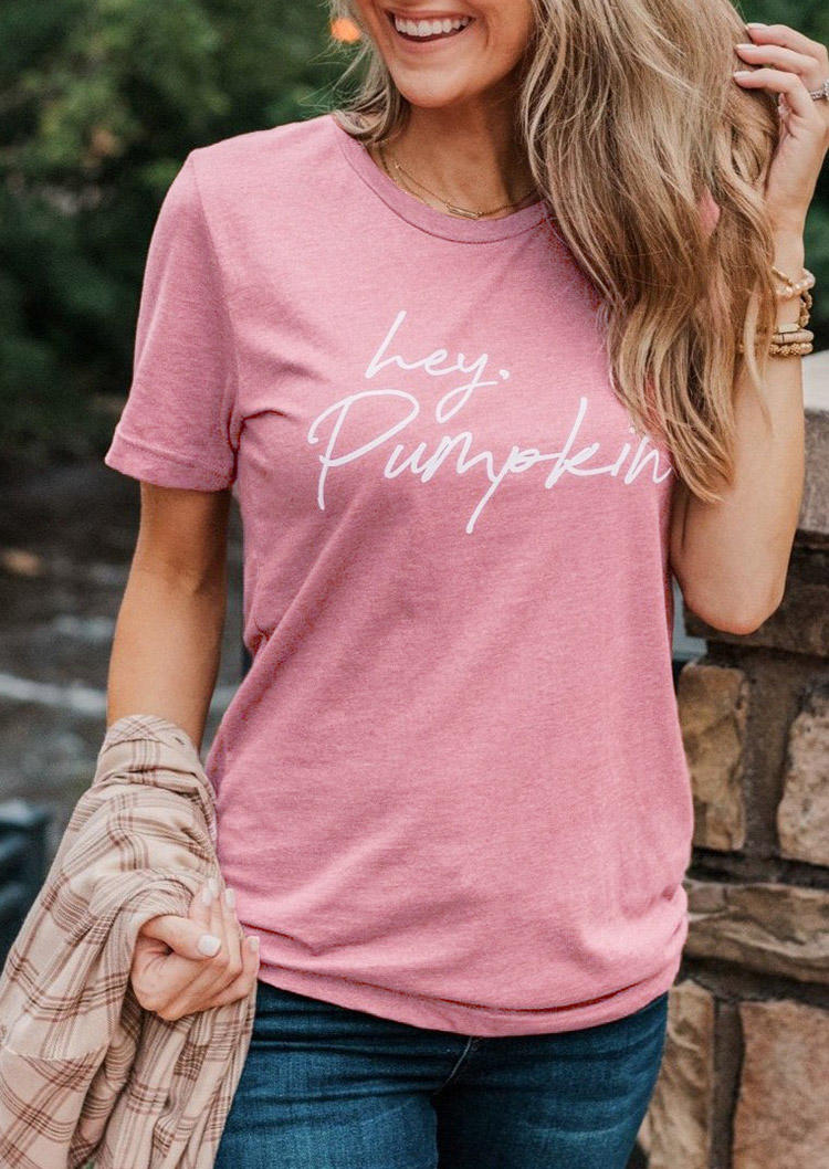 Hey Pumpkin O-Neck T-Shirt Tee - Pink
