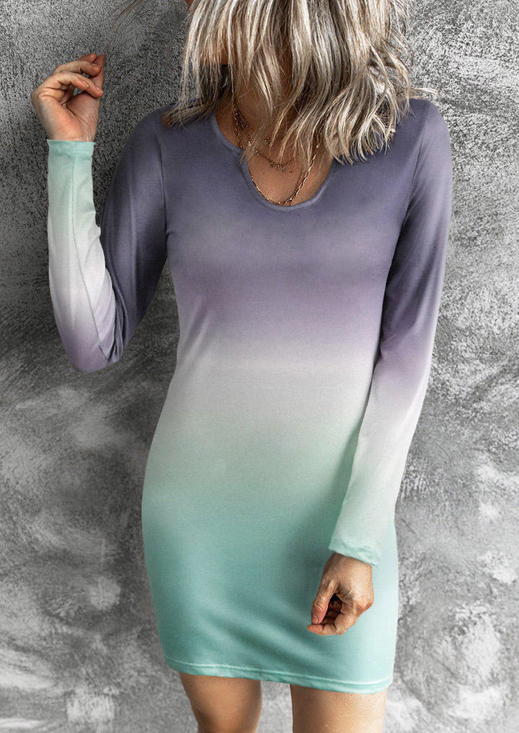 

Mini Dresses Gradient Long Sleeve Mini Dress in Multicolor. Size