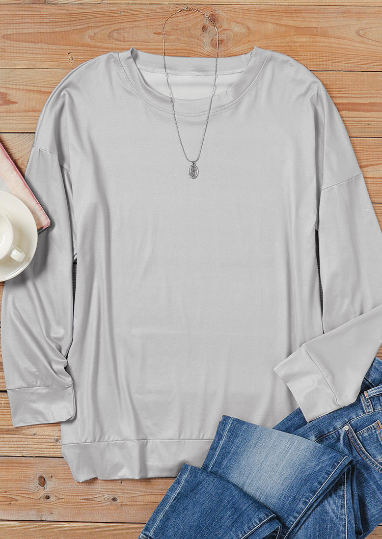 

Sweatshirts Pullover Long Sleeve O-Neck Sweatshirt in Gray. Size