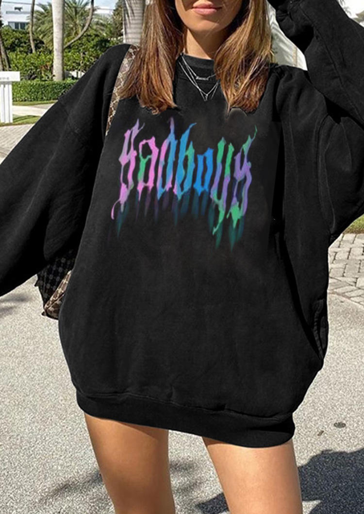 

Sweatshirts Harajuku Graffiti Long Sleeve O-Neck Sweatshirt in Black. Size: ,M,L,XL