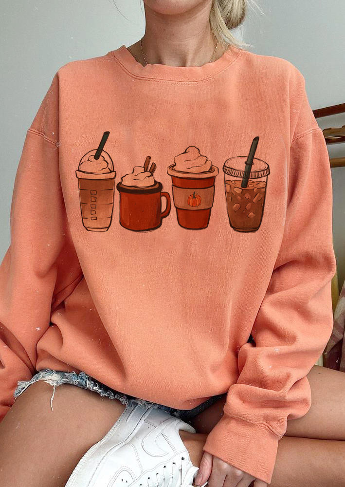 

Sweatshirts Coffee Long Sleeve O-Neck Sweatshirt in Orange. Size: ,M,L,XL