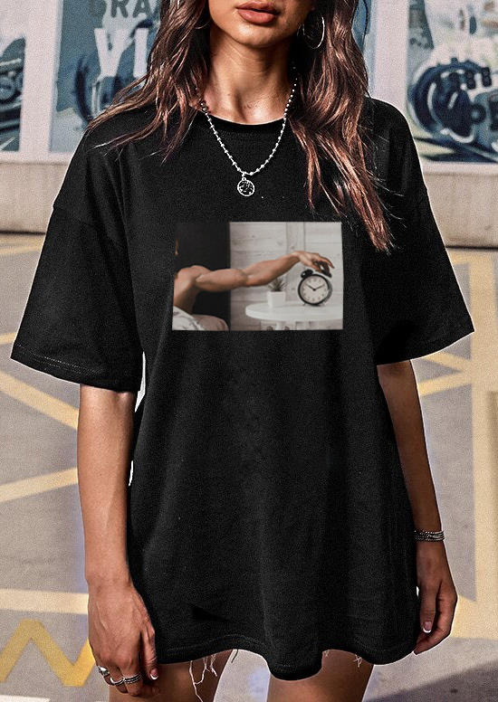 

T-shirts Tees Funny Oil Painting O-Neck T-Shirt in Black. Size: ,M,L,XL