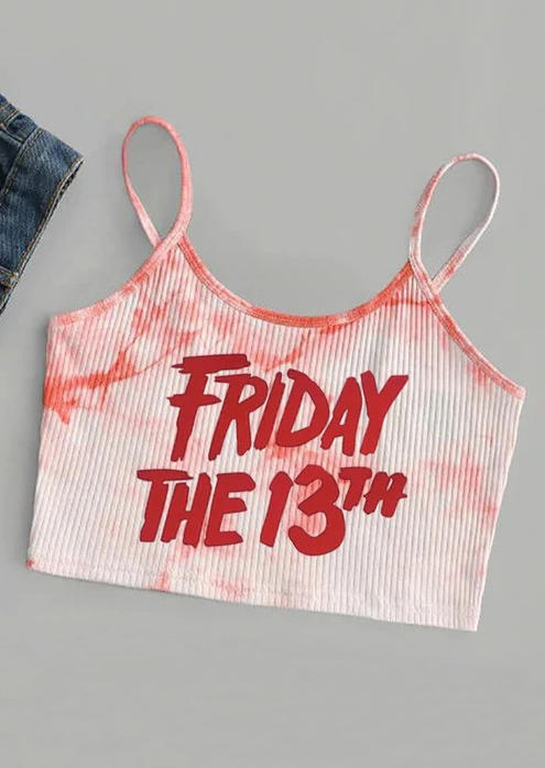 

Crop Tops Friday The 13th Crop Camisole Top in Red. Size: ,M,L,XL