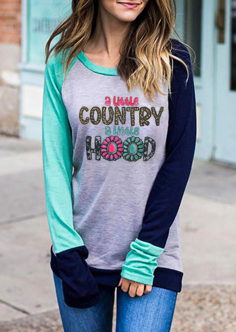 T-shirts Tees A Little Country A Little Hood Leopard Turquoise T-Shirt Tee in Multicolor. Size: L,M,S,XL