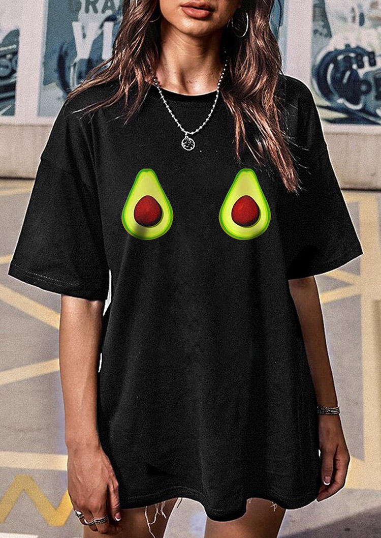 

T-shirts Tees Funny Avocado O-Neck T-Shirt Tee in Black. Size: ,M,L,XL