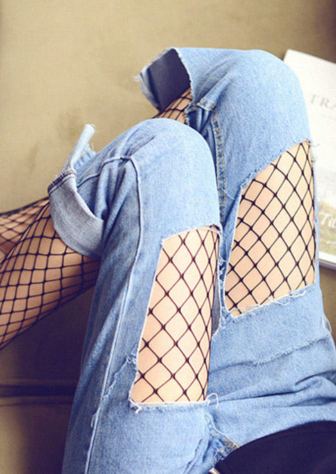 

Knee-High Socks Mesh Stocking Tight Fishnet Pantyhose in Black. Size