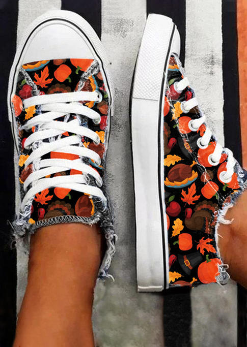 

Sneakers Pumpkin Turkey Lace Up Sneakers in Orange. Size