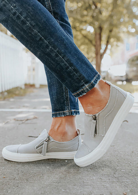 

Sneakers Zipper Slip On Flat Sneakers in Gray. Size: ,38,39,40,41