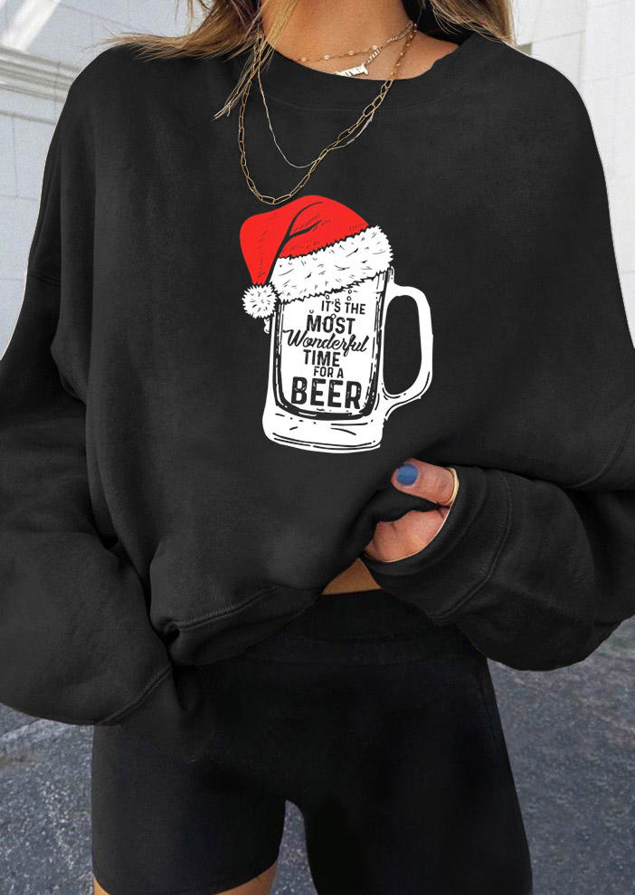 

Sweatshirts Wonderful Time For A Beer Christmas Hat Sweatshirt in Black. Size