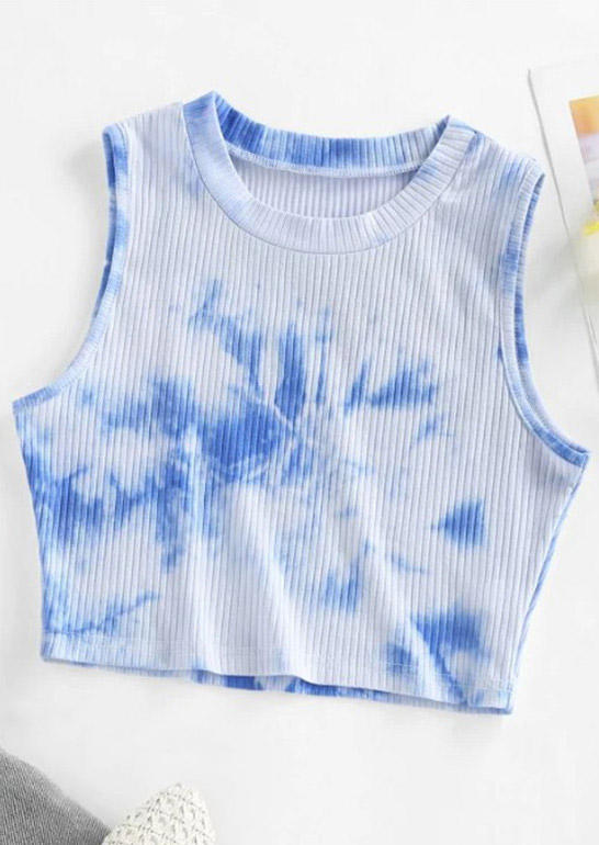 

Crop Tops Tie Dye Crop Tank Top - Blue in Blue. Size: ,M,L,XL