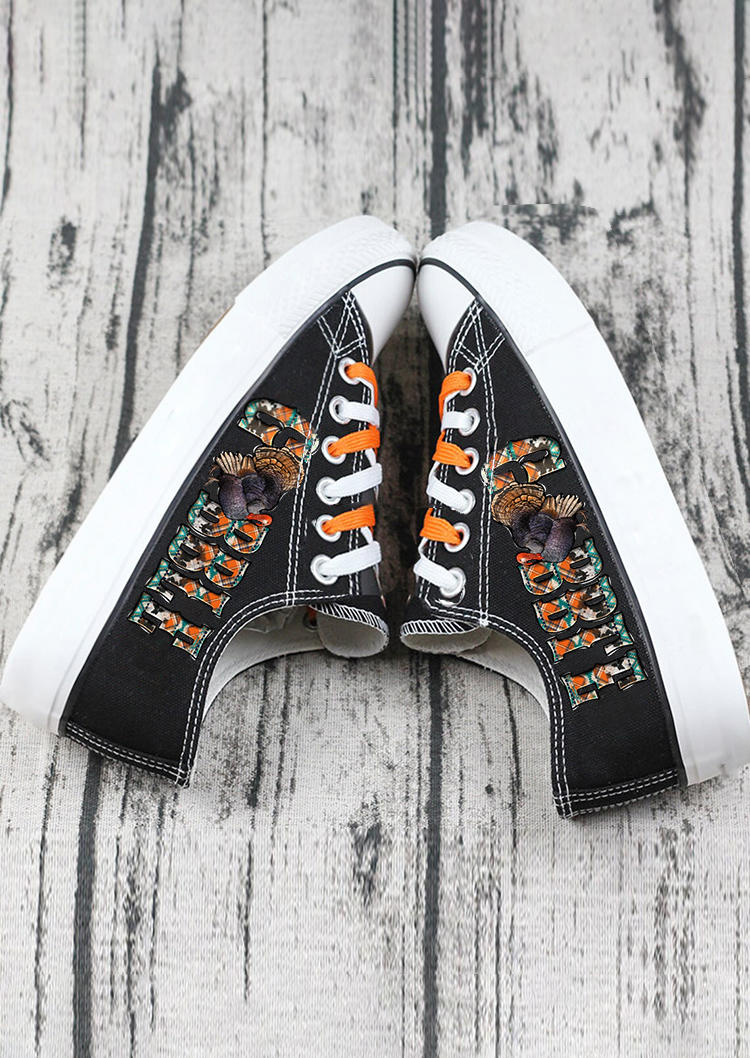 

Sneakers Thanksgiving Gobble Lace Up Flat Sneakers in Black. Size: ,38,39,40,41