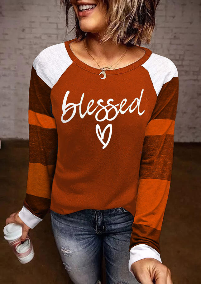 Thanksgiving Blessed Color Block Blouse