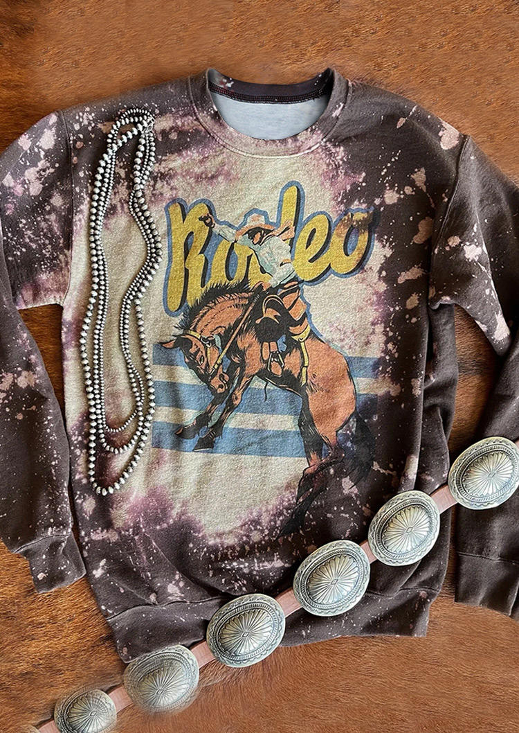 

Sweatshirts Rodeo Cowboy Horse Bleached Sweatshirt in Coffee. Size