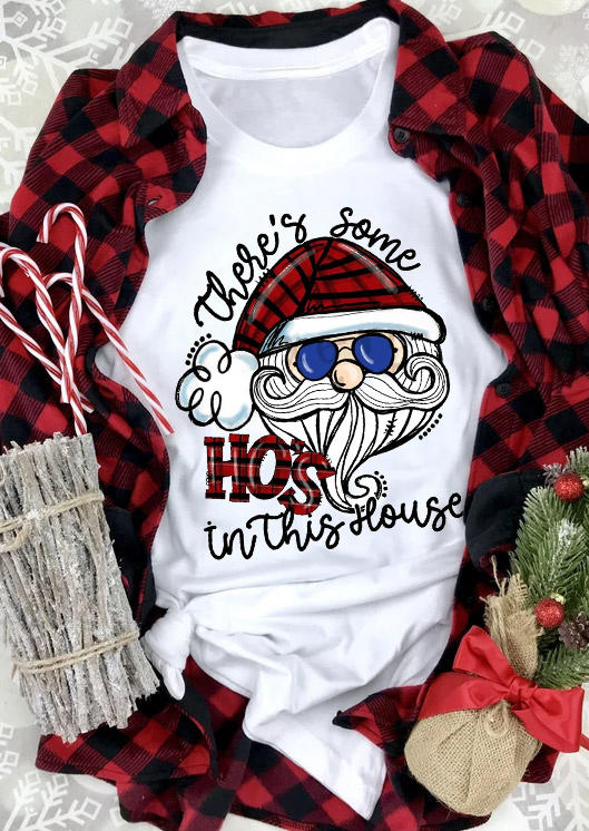 T-shirts Tees Santa There's Some Ho's In This House T-Shirt Tee in White. Size: S,M,L,XL