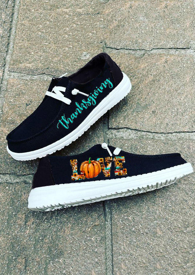 

Sneakers Thanksgiving Pumpkin Love Slip On Flat Sneakers in Black. Size: ,38,39,40,41