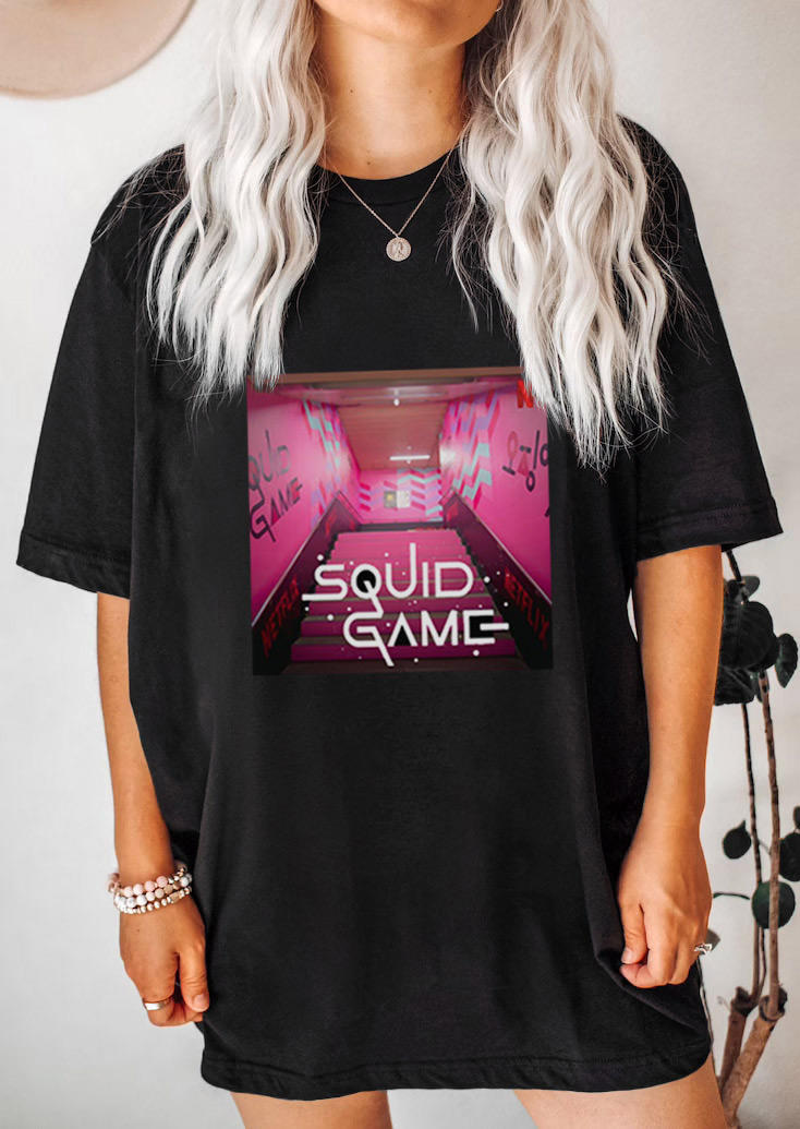 

T-shirts Tees Squid Game Short Sleeve T-Shirt Tee in Black. Size: ,M,L,XL