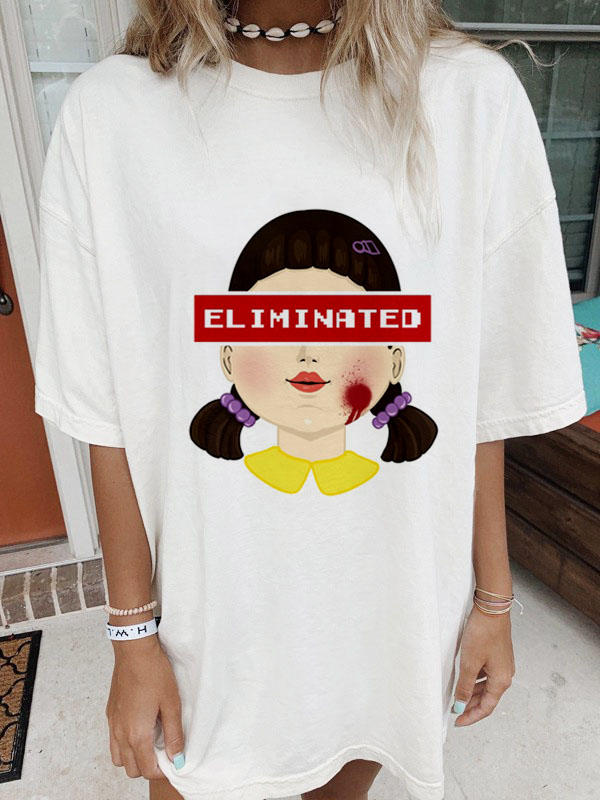 

T-shirts Tees Squid Game Eliminated T-Shirt Tee in White. Size: ,M,L,XL