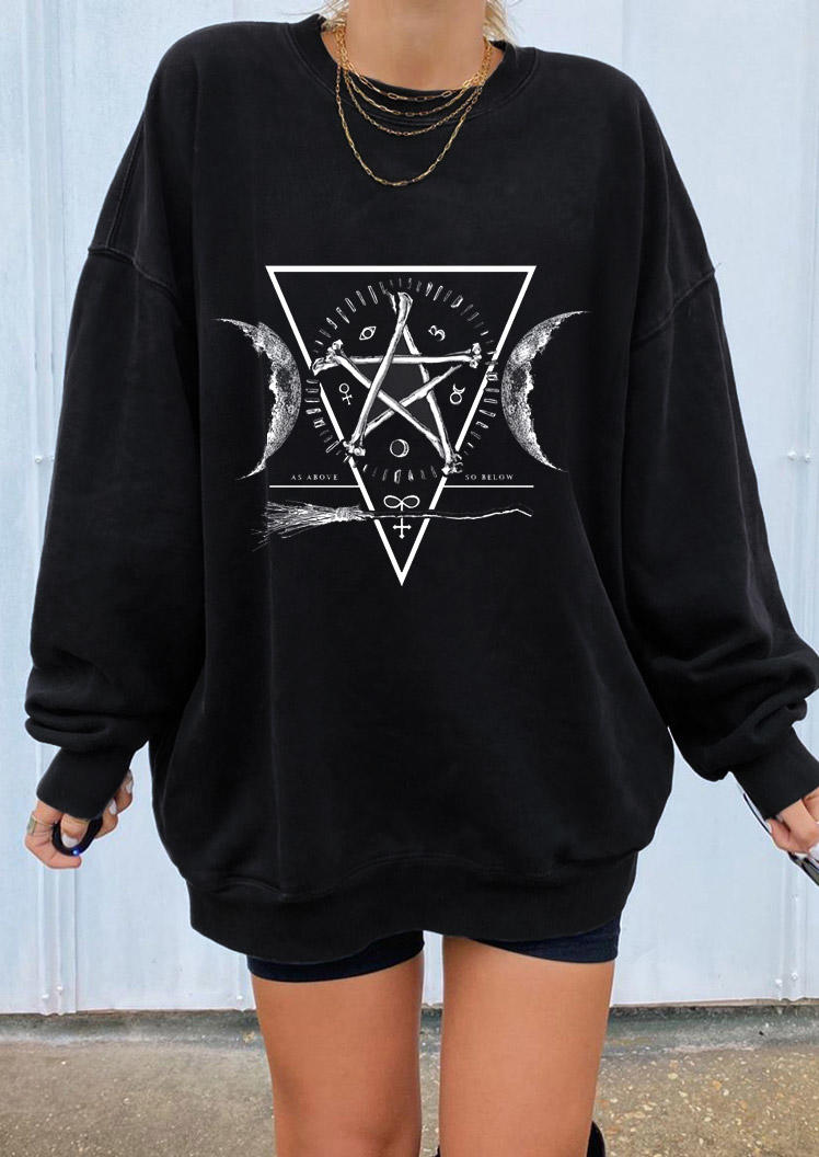 

Sweatshirts Star Moon Long Sleeve Sweatshirt in Black. Size: ,M,L,XL