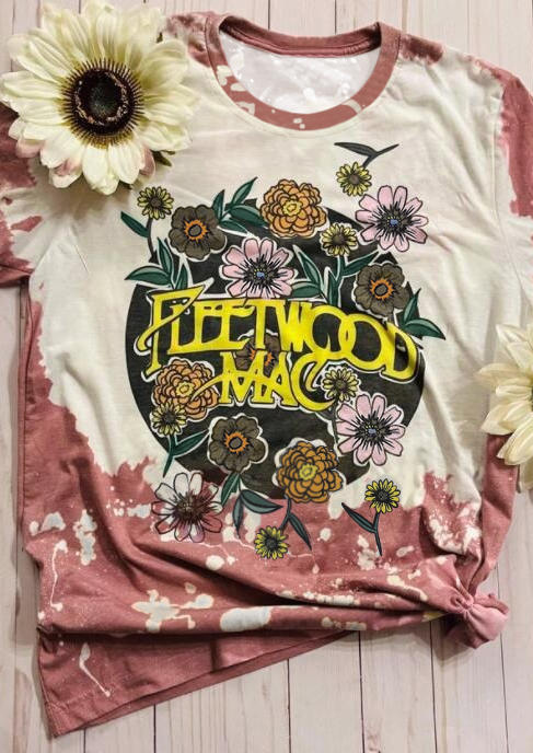 

T-shirts Tees Fleetwood Mac Floral Bleached T-Shirt Tee in Pink. Size