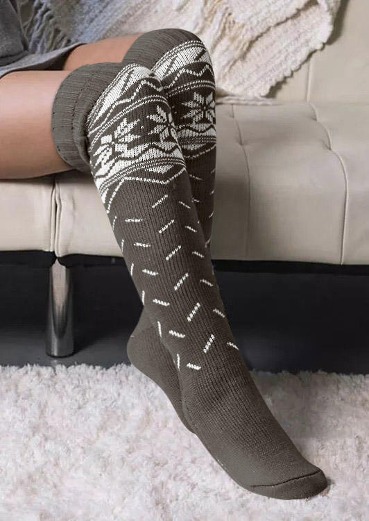 

Knee-High Socks Christmas Snowflake Over Knee Socks in Red. Size