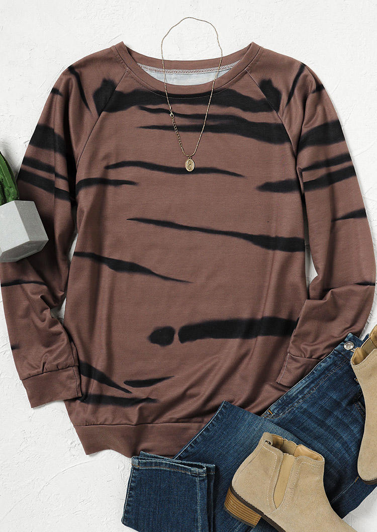 

Sweatshirts Tie Dye Long Sleeve Sweatshirt in Light Coffee. Size