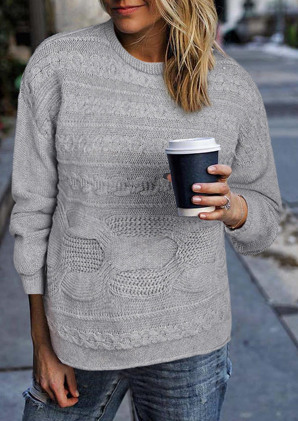 

Sweaters Crochet O-Neck Drop Shoulde Sweater in Gray. Size