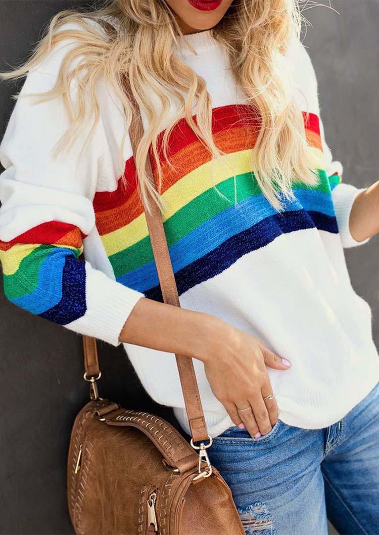 

Sweaters Rainbow O-Neck Long Sleeve Sweater in White. Size