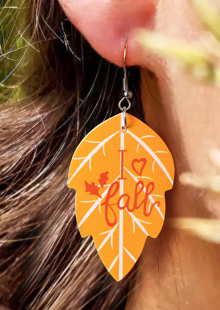 

Earrings Thanksgiving Fall Maple Leaf Earrings in Yellow. Size