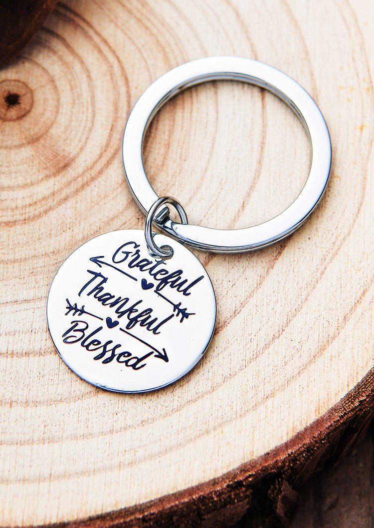 Keychains Grateful Thankful Blessed Keychain in Pattern1,Pattern2. Size: One Size