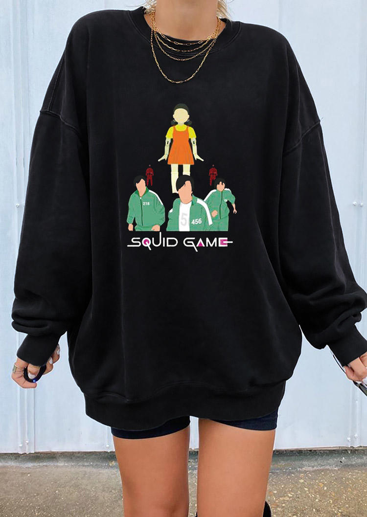 

Sweatshirts Squid Game Long Sleeve O-Neck Sweatshirt in Black. Size: ,M,L,XL