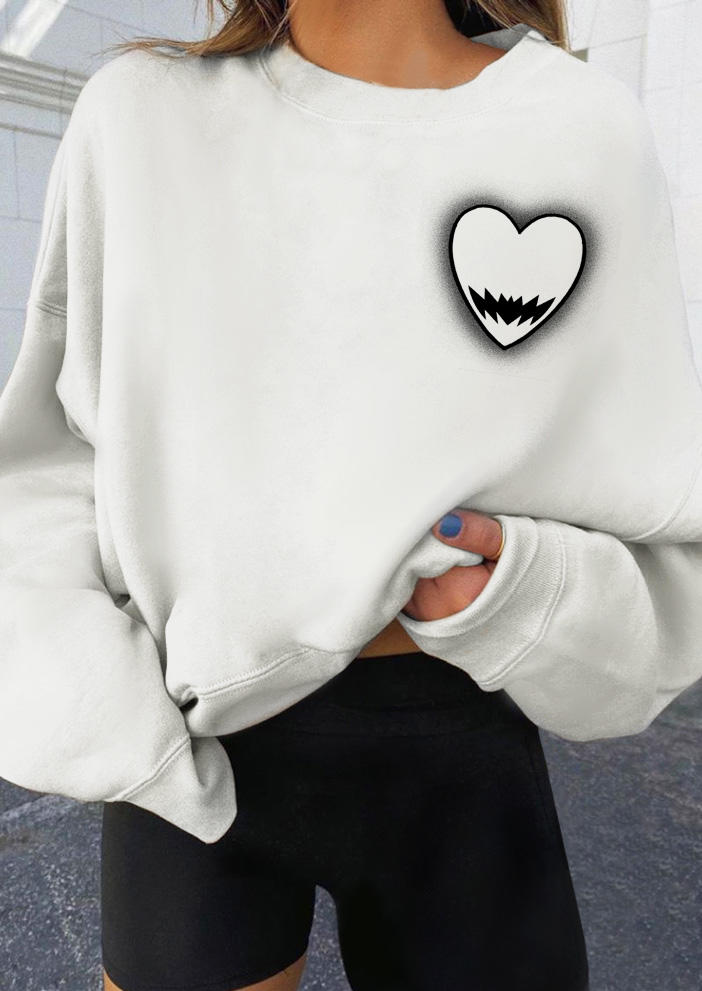 

Sweatshirts Love Heart Long Sleeve Sweatshirt in White. Size: ,M,L,XL
