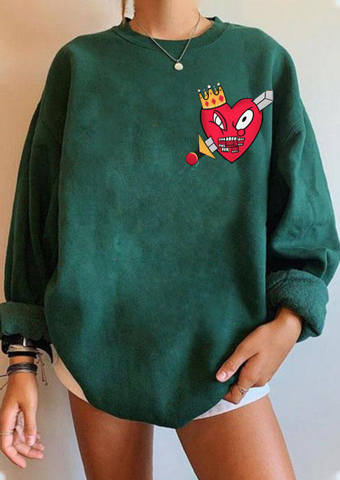 

Sweatshirts Crown Heart Sword Long Sleeve Sweatshirt in Green. Size: ,M,L,XL