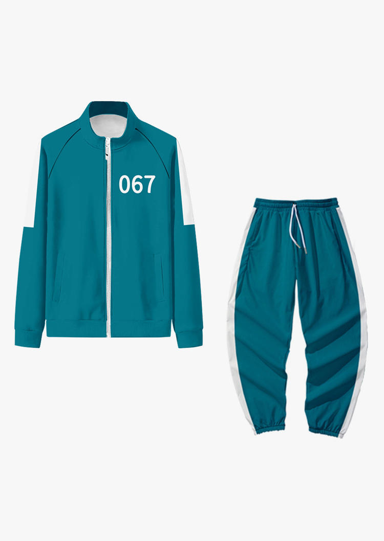 Two-Piece Sets Squid Game 067 Player Outfit in Green. Size: M