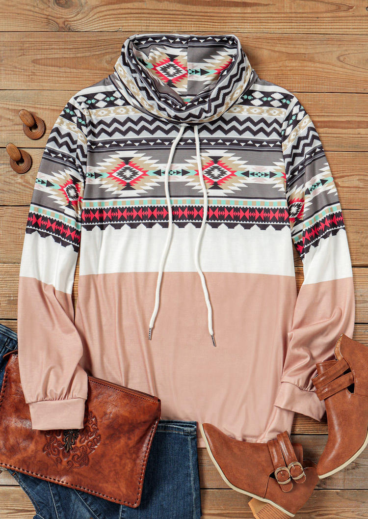 

Sweatshirts Aztec Geometric Long Sleeve Sweatshirt in Multicolor. Size